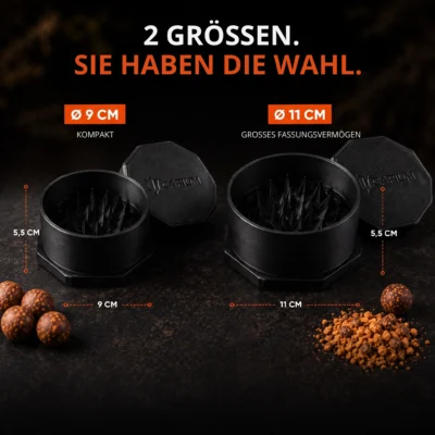 Boilie-Zerkleinerer Capium in zwei Größen mit 9 cm und 11 cm Durchmesser
