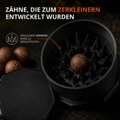 Capium Boilie-Zerkleinerer mit speziell entwickelten Zähnen zum effektiven Zerkleinern von Boilies