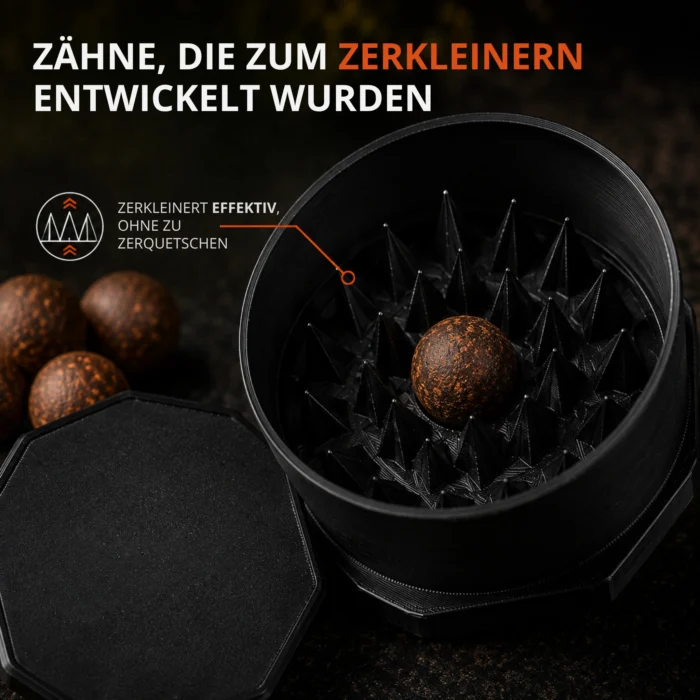 Capium Boilie-Zerkleinerer mit speziell entwickelten Zähnen zum effektiven Zerkleinern von Boilies