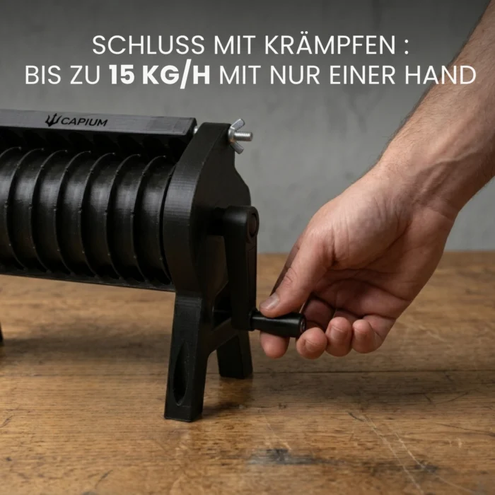 Manuelle CAPiUM Boiliemaschine mit einer Produktionsleistung von bis zu 15 kg Boilies pro Stunde